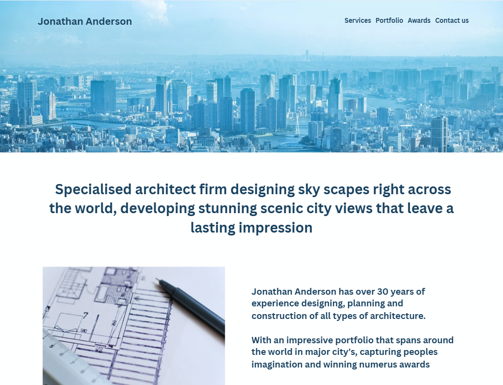 Website design example Johnathan Anderson Luxury Holidays website design example